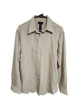 Axcess Claiborne Button Up Shirt Mens Size Medium Beige Long Sleeve Casual Work